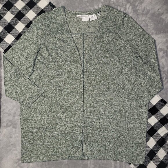 1X | Junarose | 3/4 Sleeve Heathered Knit Cardigan - Picture 1 of 6